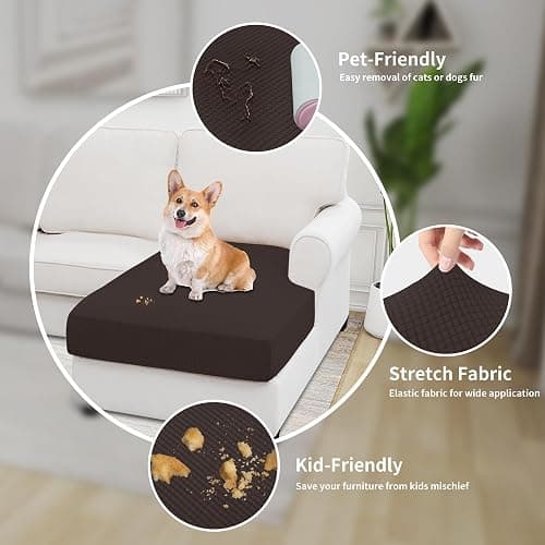 Easy-Going Stretch Sectional Couch Covers 1 Piece Chaise Lounge Slipcover L Shape Separate Cushion Couch Seat Chaise Cover for Both Left/Right Sectional Couch Chocolate thumbnail 4