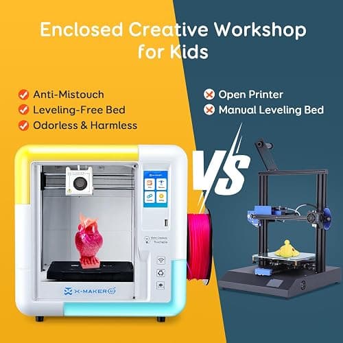 AOSEED AI-Powered X-Maker 3D Printer for Kids & Beginners, Fully Assembled Mini 3D Printer with Up to 400mm/s Speed, Auto Leveling, 15 Mini Apps, Quiet, Includes 8 PLA Filaments for Home & School Use thumbnail 8