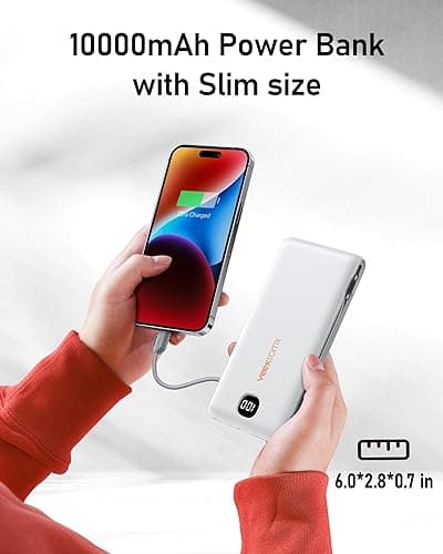 VEEKTOMX Portable Charger with Built in Cables 10000mAh, Power Bank for iPhone with Wall Plug, Travel Essential Fast Charging USB C Slim External Battery Pack for iPhone16/15/14, Samsung, iPad, etc thumbnail 8