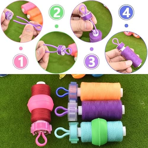 142Pcs Bobbin Thread Buddies Set Sewing Thread Spool Organizer Including 70Pcs Bobbin Holders Clips, 32Pcs Bobbin Thread Spool Huggers and 40Pcs Bobbin Clips Holder for Embroidery Quilting Sewing thumbnail 4