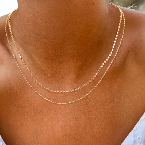 ASCOMY Layered Necklaces for Women Gold Necklace 14K Gold/Silver Plated Pendant Necklace Layered Cross Necklace Paperclip Rope Bead Box Satellite Dot Chain Necklaces Gold Choker Trendy Jewelry Gift thumbnail 2