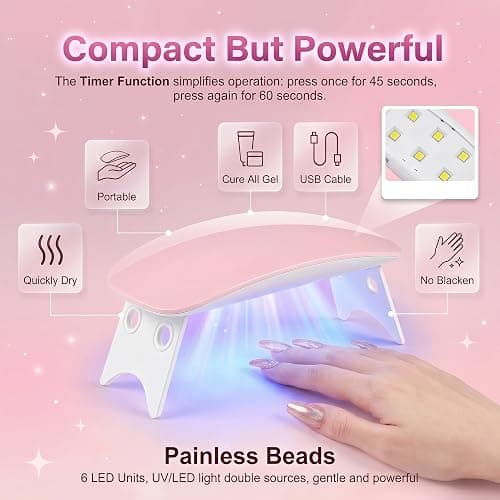 Professional Nail Kit for Beginners with Everything Acrylic Nails Kit with UV Light, Nail Drill, Acrylic Carved powder Glitter Powder, Art Stickers Decor Home Salon Tools for Women Thoughtful Gift thumbnail 6