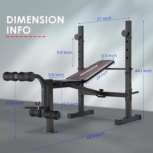 OPPSDECOR Weight Bench Set, Multi-Function Adjustable Bench Press with Squat Rack Leg Extension & Leg Curl Workout Bench Foldable Workout Bench Flat/Incline/Decline Upgrade Weight Benches for Home Gym thumbnail 6