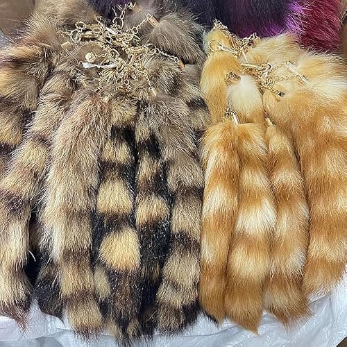 LAIDIC 2pcs Fluffy Raccoon Tail Keychain,tail fox tail, Used for bag keychains or cosplay Costumes thumbnail 8