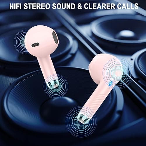 Wireless Earbuds, Bluetooth 5.4 Headphones in Ear with 4 ENC Noise Cancelling Mic, Bluetooth Earbuds 40Hrs Playtime, Wireless Earphones HiFi Stereo Deep Bass, IP7 Waterproof, USB-C Fast Charge Pink thumbnail 4