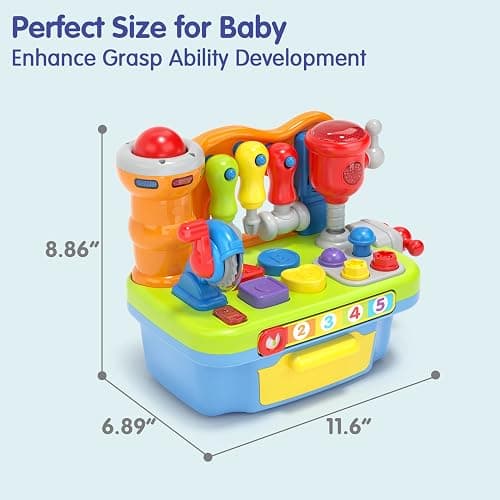 SunnyPal Toys for 1 Year Old Boy Birthday Gift, 9 in 1 Multifunction Music Workbench Learning Toy for Toddlers 1-3, Baby Toys 12-18 Months with Early Educational Sound Shape, Easter Basket Stuffers thumbnail 3
