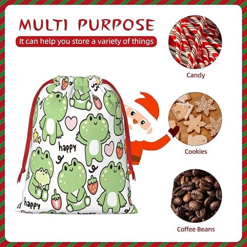 ZZhua Cute Frog Strawberry Grip Bag Drawstring Gift Bag Reusable Gymnastics Grip Bag For Anniversary, Wedding, Birthdays, Gym Small thumbnail 3