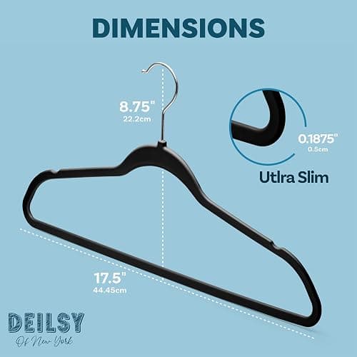 DEILSY™ Clothes Hangers Plastic Hangers - Durable Non-Velvet Plastic Hangers - Slim Hangers, Classic Shirt and Pant Hangers Black Plastic Hangers for Everyday Use Plastic Hangers 20 Pack thumbnail 7