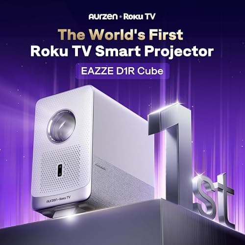 Aurzen Roku TV Smart Projector with Wifi and Bluetooth, Christmas Gifts D1R Cube Roku Streaming Experience Built-in, Sealed Optical Engine, 1080P FHD, Dolby Audio, Portable Mini Projector for Movies thumbnail 2