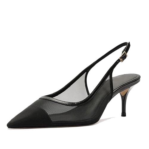 epiluta Mesh Kitten Heels for Women Slingback Design with Pointed Toe Breathable and Stylish Elegant Low Heel for Comfort - Image 1