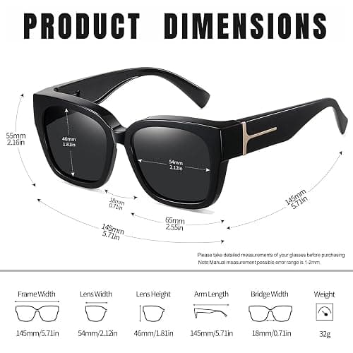 KANASTAL Fit Over Glasses Sunglasses for Women Men, Wrap Around Big Square Polarized Oversize with UV400 Protection thumbnail 4