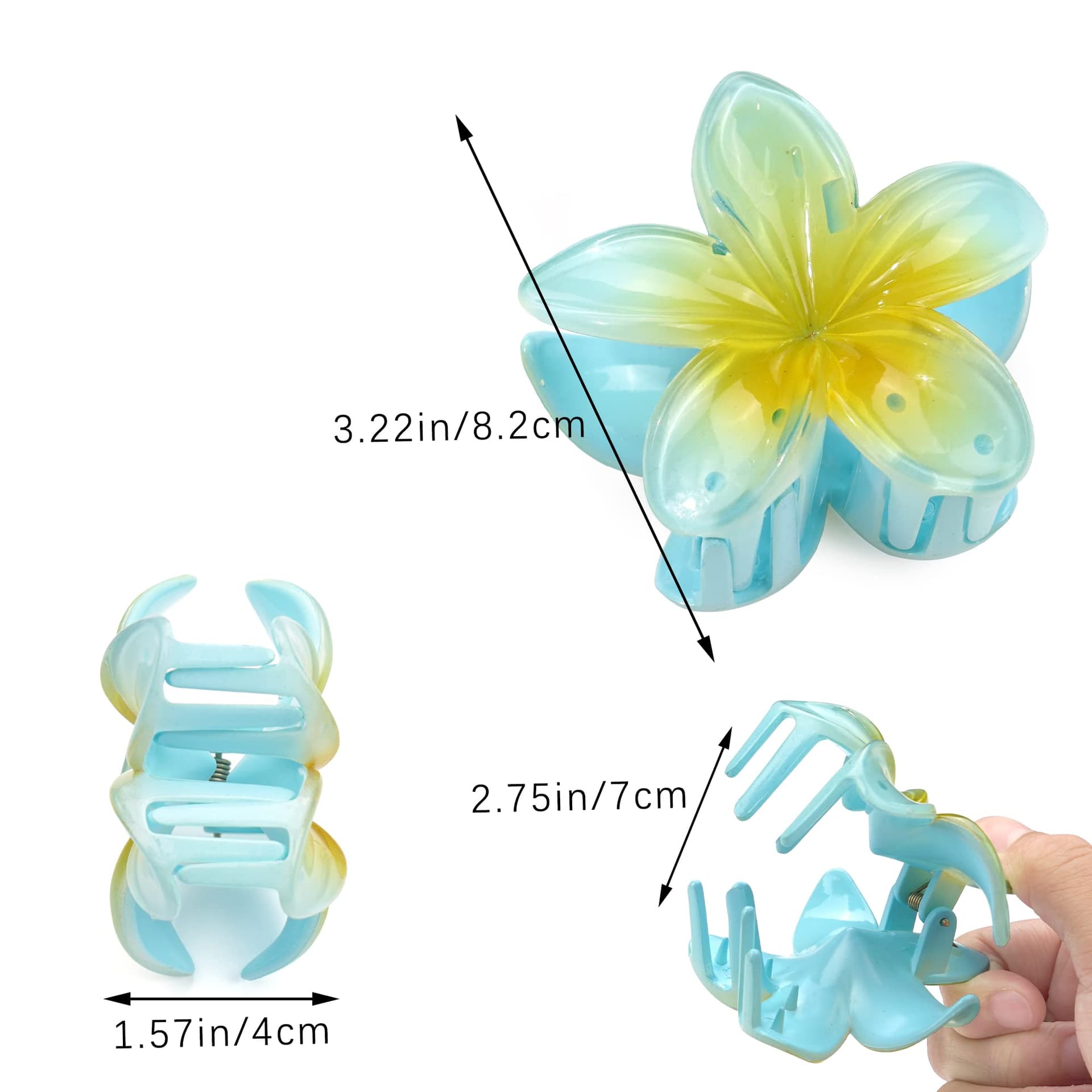 7 Pcs Hawaiian Claw Clips for Thick Hair,Flower Hair Clips Large Plumeria Clips Hibiscus Hair Clip Hair Accessories for Women thumbnail 2