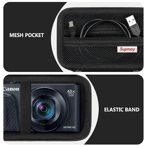 Supmay Hard Carrying Case for Canon PowerShot SX740 HS/ SX730 HS/ SX720 HS/ SX620 HS/ G7 X Mark III/ G7 X Mark II Digital Camera, Storage Holder Travel Bag with Mesh Pocket for Battery Pack, Black thumbnail 7
