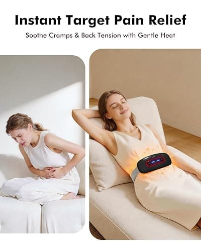 Portable Cordless Menstrual Heating Pad with 4 Heat Levels and 4 Massage Modes,Electric, Fast Large Heating Belly Wrap Belt (Black) thumbnail 2