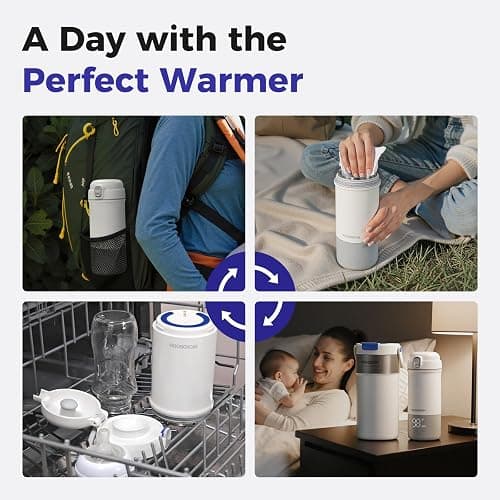 WONDBORN Portable Bottle Warmer for Travel, Dishwasher Safe, 3X Faster & Even Heating, 8 Feeds per Charge, 17oz, 1℉ Precise Adjust, Thaw, Keep Warm, Use While Charging, for Breastmilk & Formula thumbnail 7