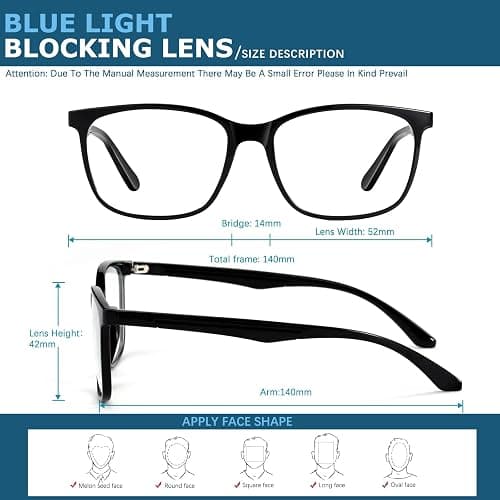 Oilway Blue-Light Blocking Glasses Computer Reading/Gaming/TV/Phones Glasses Fashion Anti Eyestrain UV Glasses for Women Men thumbnail 3