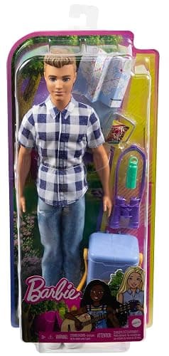 Barbie It Takes Two Camping Set with Blonde Ken Doll in Plaid Shirt & Accessories Including Cooler, Map & More thumbnail 6