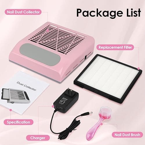 CoFashion Nail Dust Collector for Acrylic Nails Vacuum Machine, 80W Adjustable Vacuum, Electric Nails Filter for Manicure Nail Fan Dust Collector thumbnail 7
