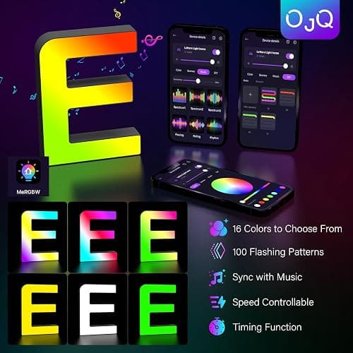 OJQ Light Up Letters LED Letter - Marquee Letters Room Decor Alphabet Letter Music Sync Color Change Colorful - Christmas Birthday Gifts for Girl - Teen Girls Gifts Party Home Wall Decor thumbnail 4