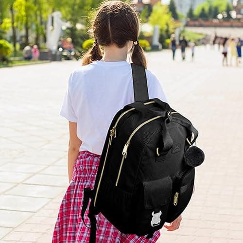 MATEIN Cute Laptop Backpack for Women, 15.6 Inch Corduroy Computer College Backpack with USB Charging Port, TSA Lightweight Aesthetic Back Pack Travel Laptop Daypack for Work Nurse Teacher Gift, Black thumbnail 8