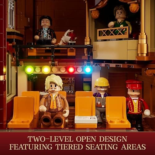 FUNWHOLE Balcony-Theatre Lighting Building-Bricks Set - City Town Creator House LED Light Multi-Form Modular Collectible Display Kit 2445 Pcs for Adults and Movie Lovers thumbnail 2