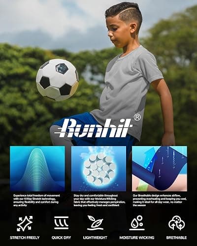 Runhit Boys Compression Shirt Short Sleeve Youth Basketball Undershirt Kids Quick Dry Athletic Base Layer T-Shirt thumbnail 2