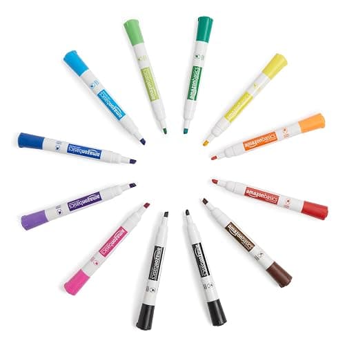 Amazon Basics Dry Erase Markers For Whiteboards, Chisel Tip, Low-Odor, Assorted Colors, Pack of 12 thumbnail 8