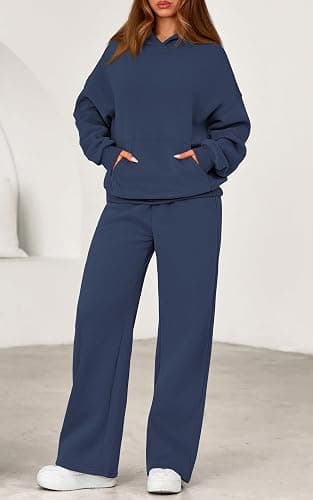 PRETTYGARDEN Women's 2 Piece Outfits Fall Sweatsuits Oversized Hoodies Wide Leg Sweatpants Tracksuits Lounge Matching Sets thumbnail 2