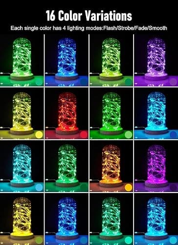 Minetom Color Changing Fairy String Lights - 33 ft 100 LED USB Silver Wire Lights with Remote and Timer, Starry Fairy Light for Bedroom Party Indoor Christmas Decoration, 16 Colors, Adapter Included thumbnail 2