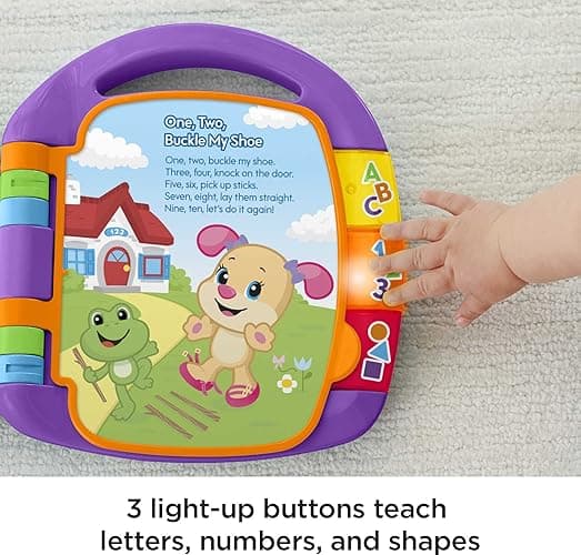 Fisher-Price Baby Learning Toy Laugh & Learn Storybook Rhymes Musical Book with Lights & Sounds for Infants Ages 6+ Months (Amazon Exclusive) thumbnail 4