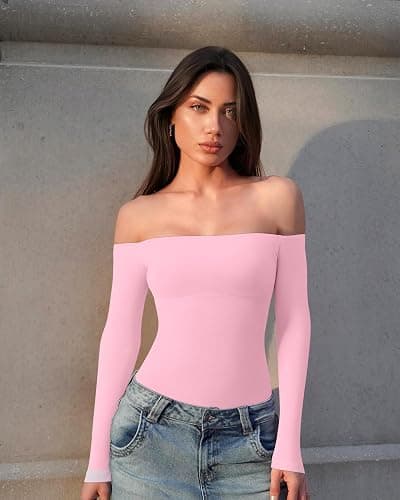 OQQ Bodysuits Womens Off-Shoulder Long Sleeve thumbnail 2