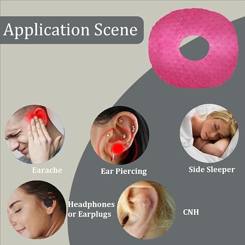 coceyese Ear Piercing Pillow for Side Sleepers with Ear Hole, Donut Pillow for CNH and Ear Pain Ear Inflammation Pressure Sores, Ear Guard Pillow (Pink Dot) thumbnail 4