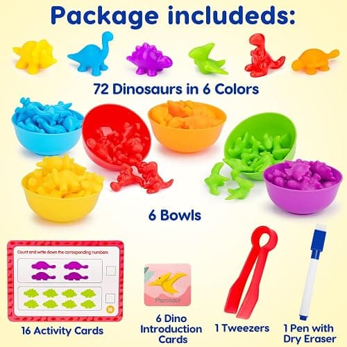 Counting Dinosaurs Montessori Toys for 3 4 5 Years Old Boys Girls Toddler Manipulatives Preschool Learning Activities Kindergarten Educational Sensory Fine Motor Skills Toys for Kids Ages 2-4 3-5 4-8 thumbnail 4