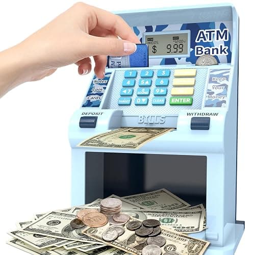ATM Piggy Bank for Kids, Kids Bank for Real Money with Debit Card, Coin Recognition, Target Setting, Bill Feeder, Balance Calculator, Savings Machine Box, Gifts for Teen Boys Girls - Image 1