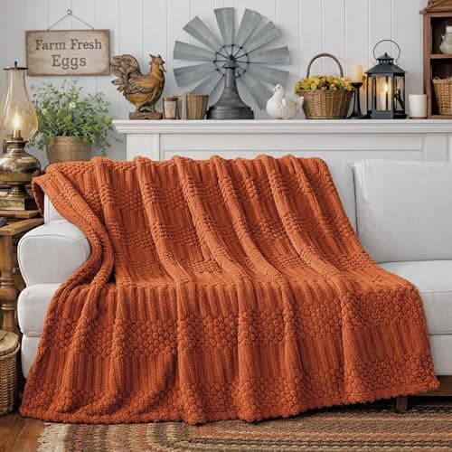Rust Throw Blanket - Soft & Fluffy Fleece, Cute & Aesthetic, Perfect for Sofa, Couch, Chair, Bed, Living Room & Bedroom, All-Season Use, Plush & Cozy Decorative Blanket thumbnail 2