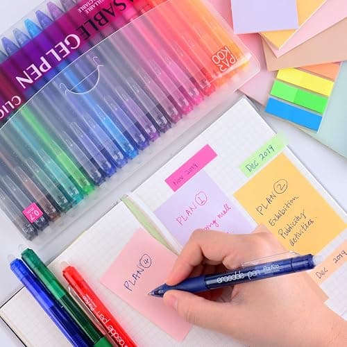 ParKoo 20 Colors Retractable Erasable Gel Pens Clicker, Fine Point 0.7 mm, Make Mistakes Disappear, Comfort Grip for Drawing Writing Planners and Crossword Puzzles thumbnail 2