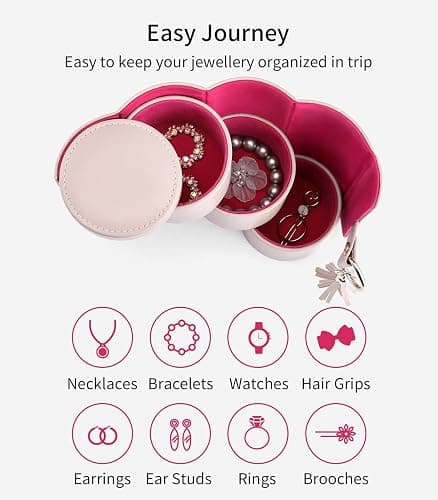 Vlando Viaggio Small Jewelry Case Box, Travel Essential Accessories for Women, Gifts for Travelers Couples Mom Friends, Bridesmaid thumbnail 4