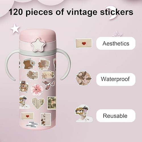 120 Pcs Autocollant Scrapbooking, Stickers Kindle, Stickers Aesthetic | Stickers Aesthetic, Autocollant Adhésif pour DIY Bullet Journal Bricolage Artisanat Décoration thumbnail 3