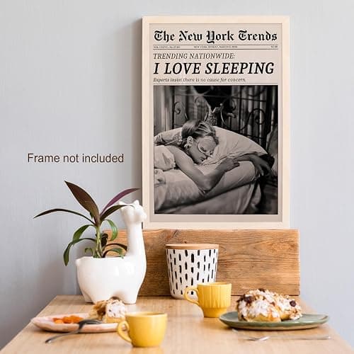 Retro Black and White Feminist Wall Art Newspaper Aesthetic Canvas Posters Vintage Funky Girl Sleeping Prints for Girly Dorm Bedroom Wall Decor 12x16in Unframed thumbnail 7