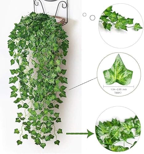 Comtelek 168 FT Artificial Ivy 24 Pack Ivy Vine Garland Ivy Leaves Greenery Garlands Clip Hanging Fake Leaf Plants Faux Green Flowers Decor Home Kitchen Garden Office Wedding Wall - 168 ft - 12 thumbnail 3