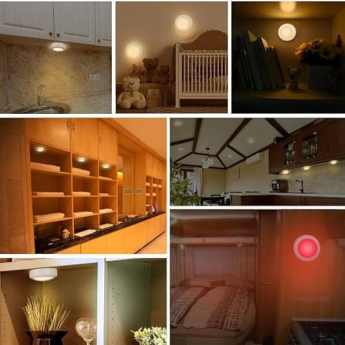 Cadrim Puck Lights, 13 Colors Changeable LED Puck Lightings, Battery Powered Dimmable Under Cabinet Lights, Battery Operated Lights with 1 Remote Controls for Kitchen(3 Pack) thumbnail 2