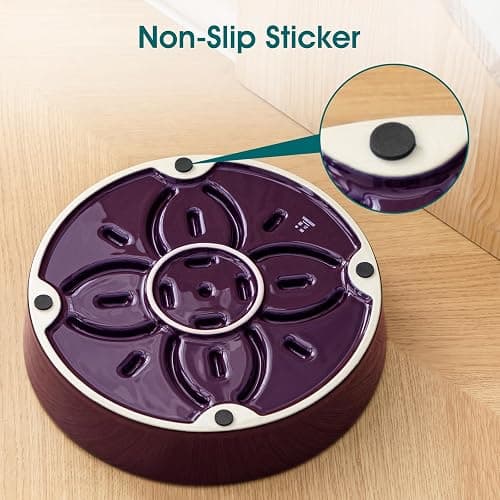 vancasso Ceramic Slow Feeder Dog Bowls, Puzzle Dog Food Bowls with Floral Maze, Anti -Slip Pet Food Dish for Large Breed, 3 Cups, Purple thumbnail 6