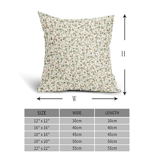 Kawani Spring Daisy Floral Pillow Covers 18X18 Inch Sage Green Brown Beige Vintage Flowers Decorative Pillow Cases Set of 2 Block Print Throw Pillows Farmhouse Decor for Sofa Couch Cushion Outdoor thumbnail 3