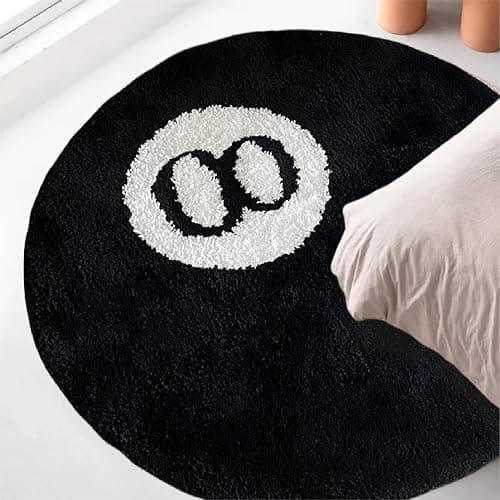 Cecailin® 8 Ball Rug,24 inch/60cm 8 Ball Decor,Fluffy,Double Rubber Sole,Bedroom Aesthetic,Graphic Rugs,Y2K Rug,Suitable for Bathrooms,Bedrooms, Children's Rooms,Machine Washable thumbnail 8