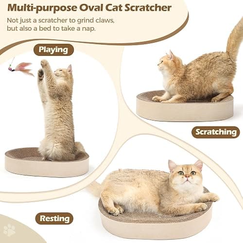 ComSaf Cat Scratching Board - Cat Scratcher Bed for Indoor Cats, Corrugated Cardboard Cat Scratch Pad, Durable Oval Cat Scratcher Bed Bowl for Kitten, Furniture Protector thumbnail 5