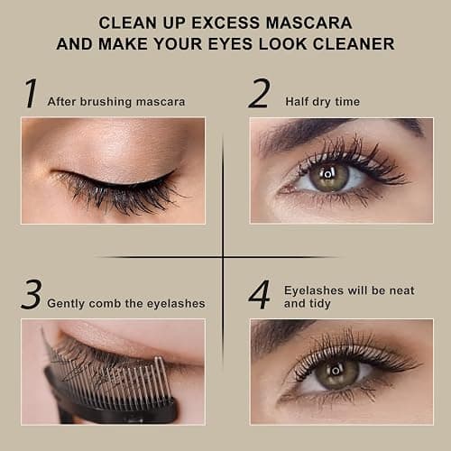 Docolor Eyelash Comb Eyelash Separator Tool Mascara Applicator Eyelash Brush Lash Separator Tool Comb Arc Designed Cosmetic Brushes Tool, with Comb Cover (Black) thumbnail 3