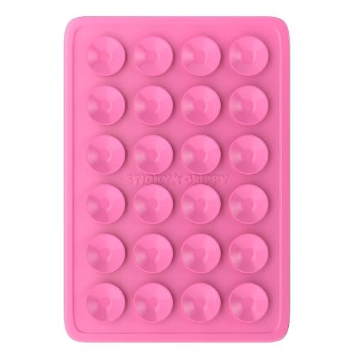 StickyGrippy Suction Phone Case Mount, Sillicon Adhesive Phone Accessory for iPhone and Android, Hands-Free Fidget Toy Mirror Shower Phone Holder, Tiktok Videos and Selfies (Bubble Gum) thumbnail 2