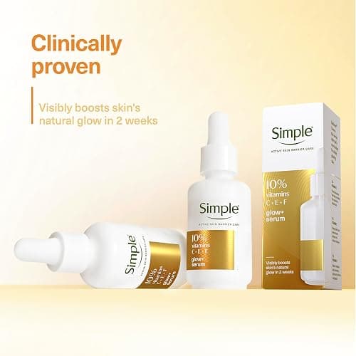 Simple Glow+ 10% Vitamins C + E + F Serum Skin Care for Dry or Dehydrated Skin, Brightening Face Glow Serum for Youthful Glowing Skin, 30 ml thumbnail 3