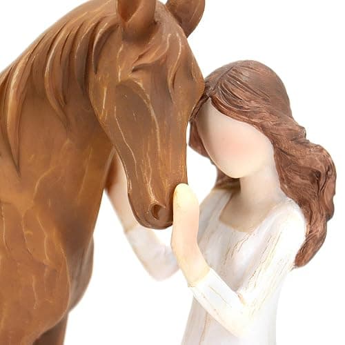 Vofstand Horse Gifts for Girls Women - Girl Embraces Horses Figurine Gifts for Horse Lovers Women Sculpted Hand-Painted Resin Decor Cowgirl Equestrian Gifts Stuff thumbnail 5