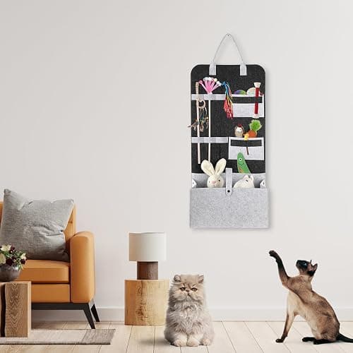 JUXYES Wall Hanging Cat Teaser Wand Toy Holder, Portable Cat Feather Wand Toy Storage Bag, Wall Durable Cat Feather Teaser Wand Toy Organizer, Help Keep Teaser Wand Toy Neat and Tidy thumbnail 7